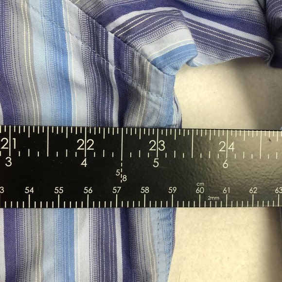 Kenneth Cole New York Men's Size XL Blue Striped Long Sleeve Dress Shirt Italy - Picture 4 of 9